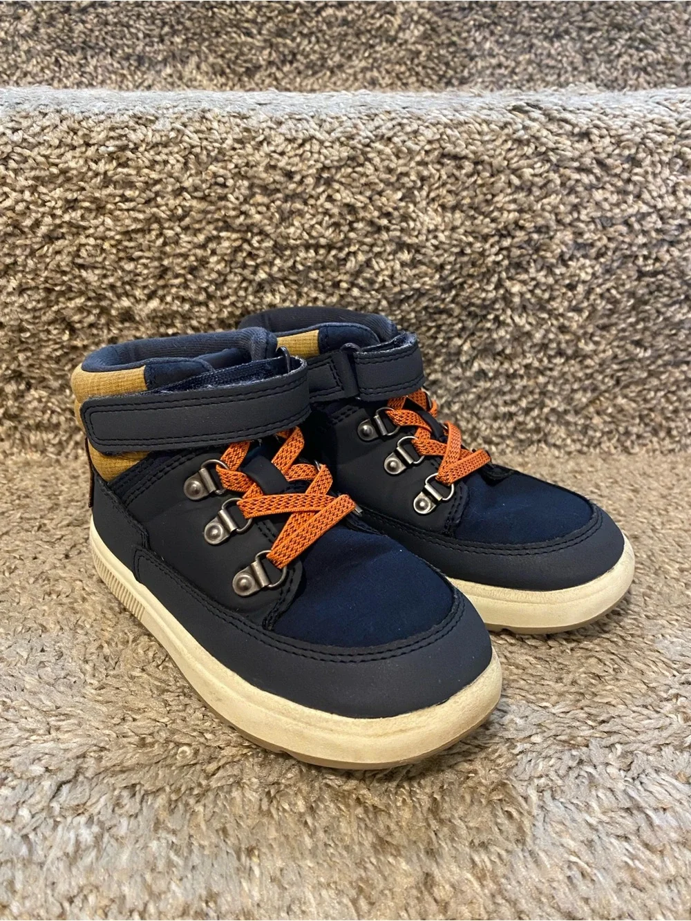 Cat & Jack Navy High-Top Sneakers with Orange Laces